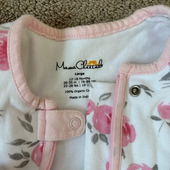 MAMA CHEETAH Set of 3 Baby Girl Various Tog Organic Floral & Heart Sleep Sacks - Picture 3 of 10